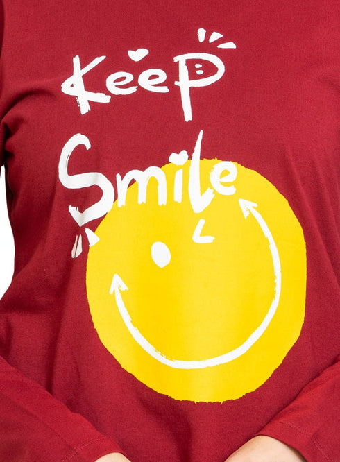 Brick Red Printed Long - Sleeve Design 15 - Khotwh